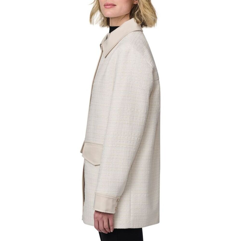 Bernardo Womens Lady Sophisticate Tweed Shacket, White - Picture 3 of 4